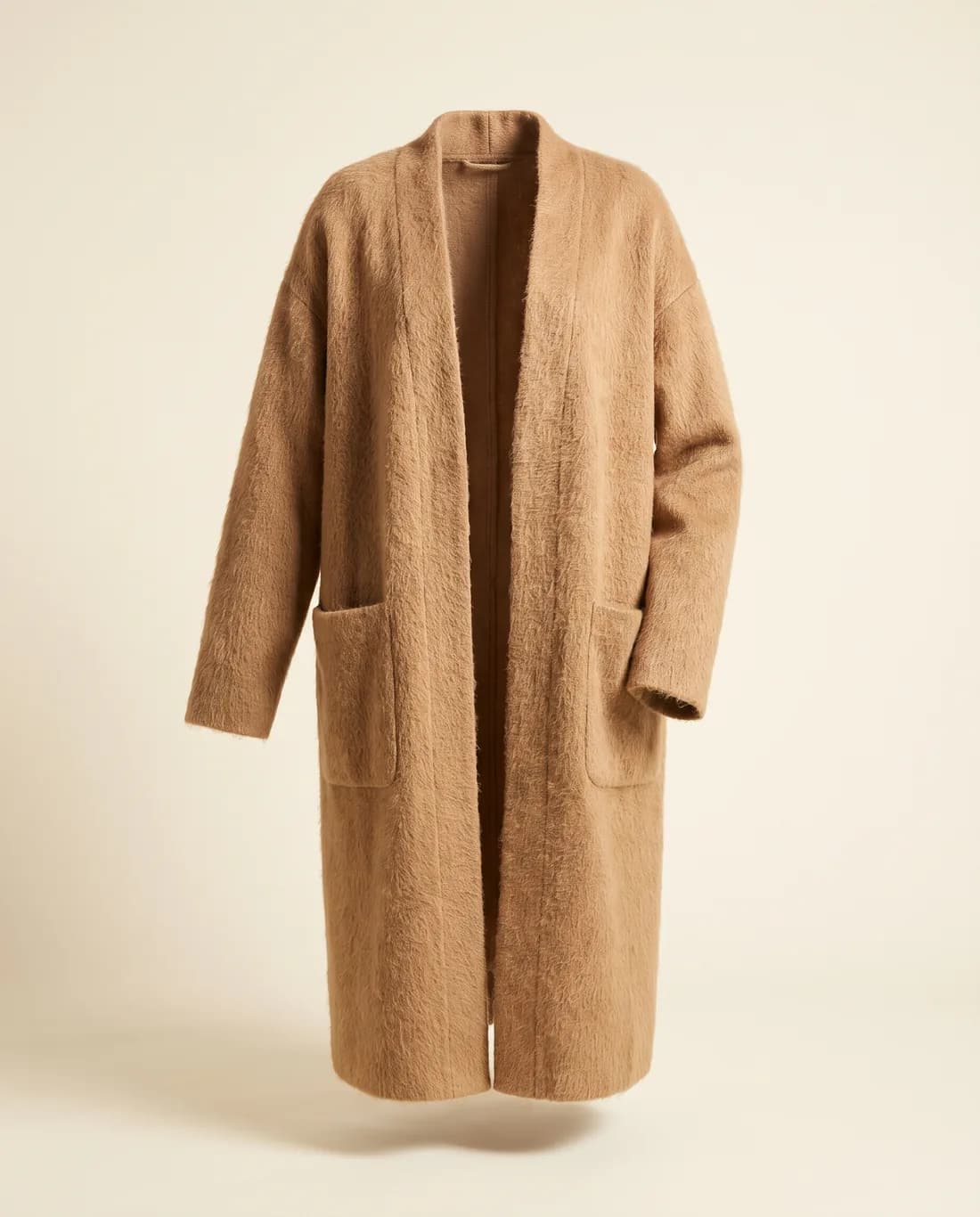 Gilet long alpaga camel