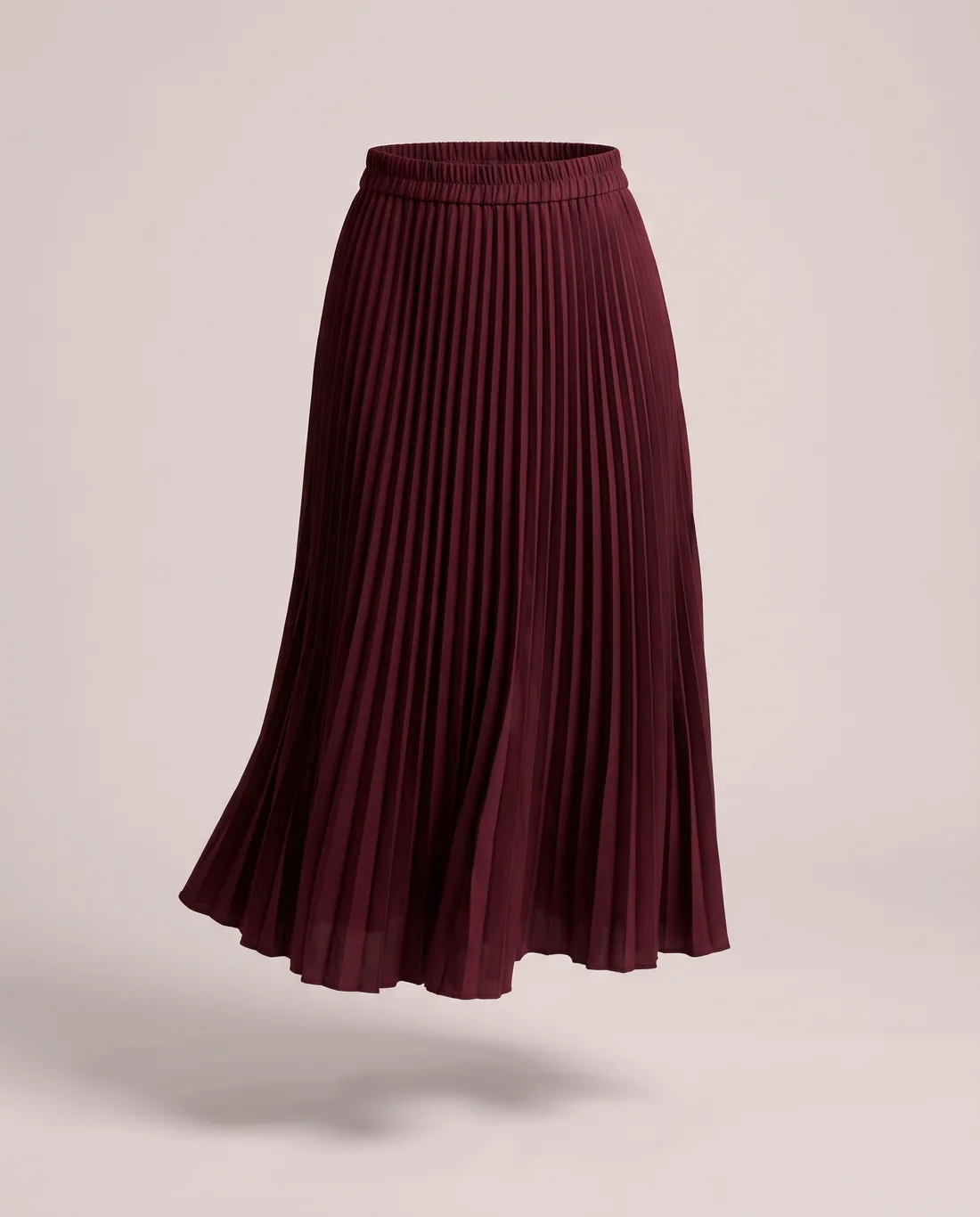 Jupe midi plissée bordeaux