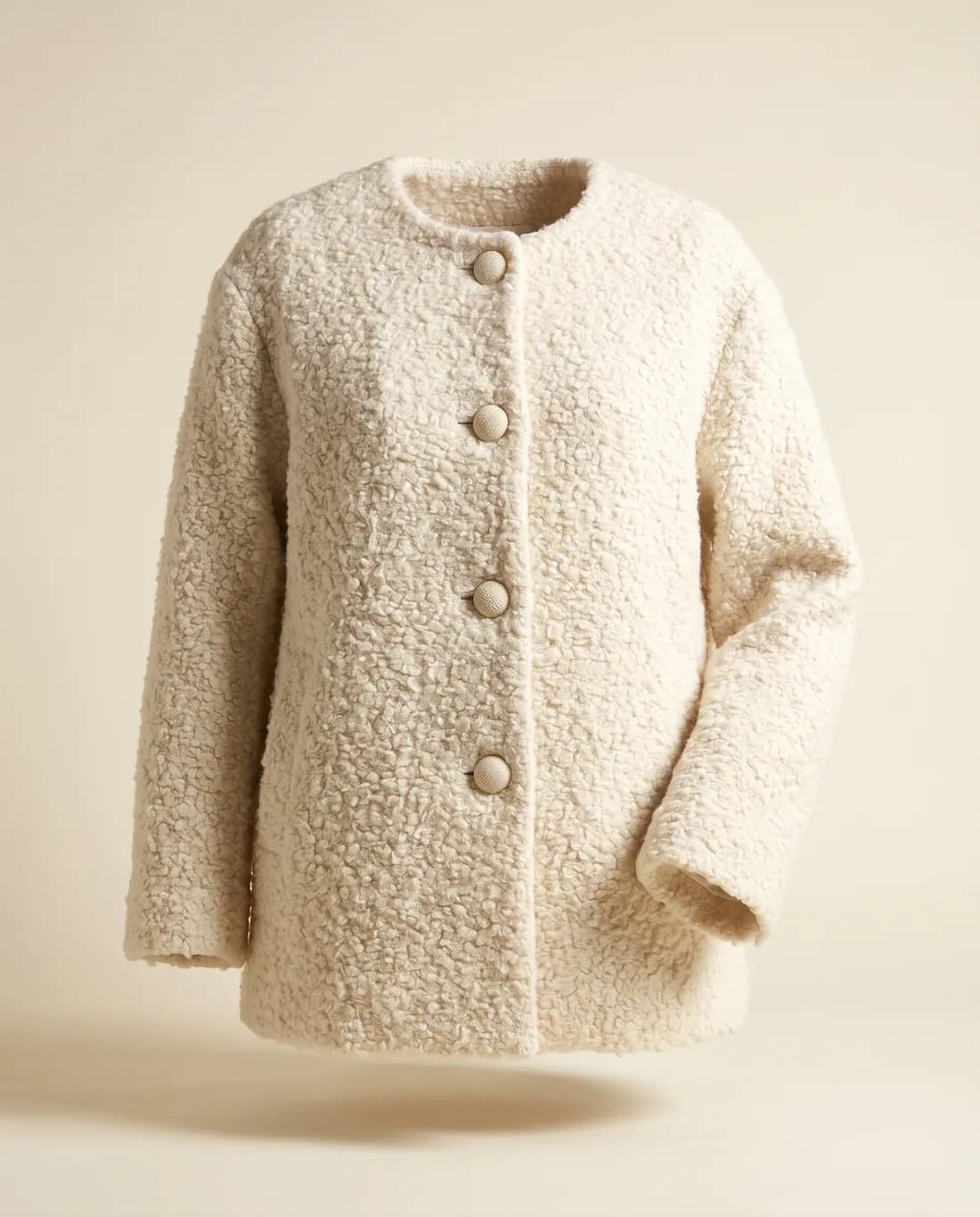 Manteau court bouclette ivoire