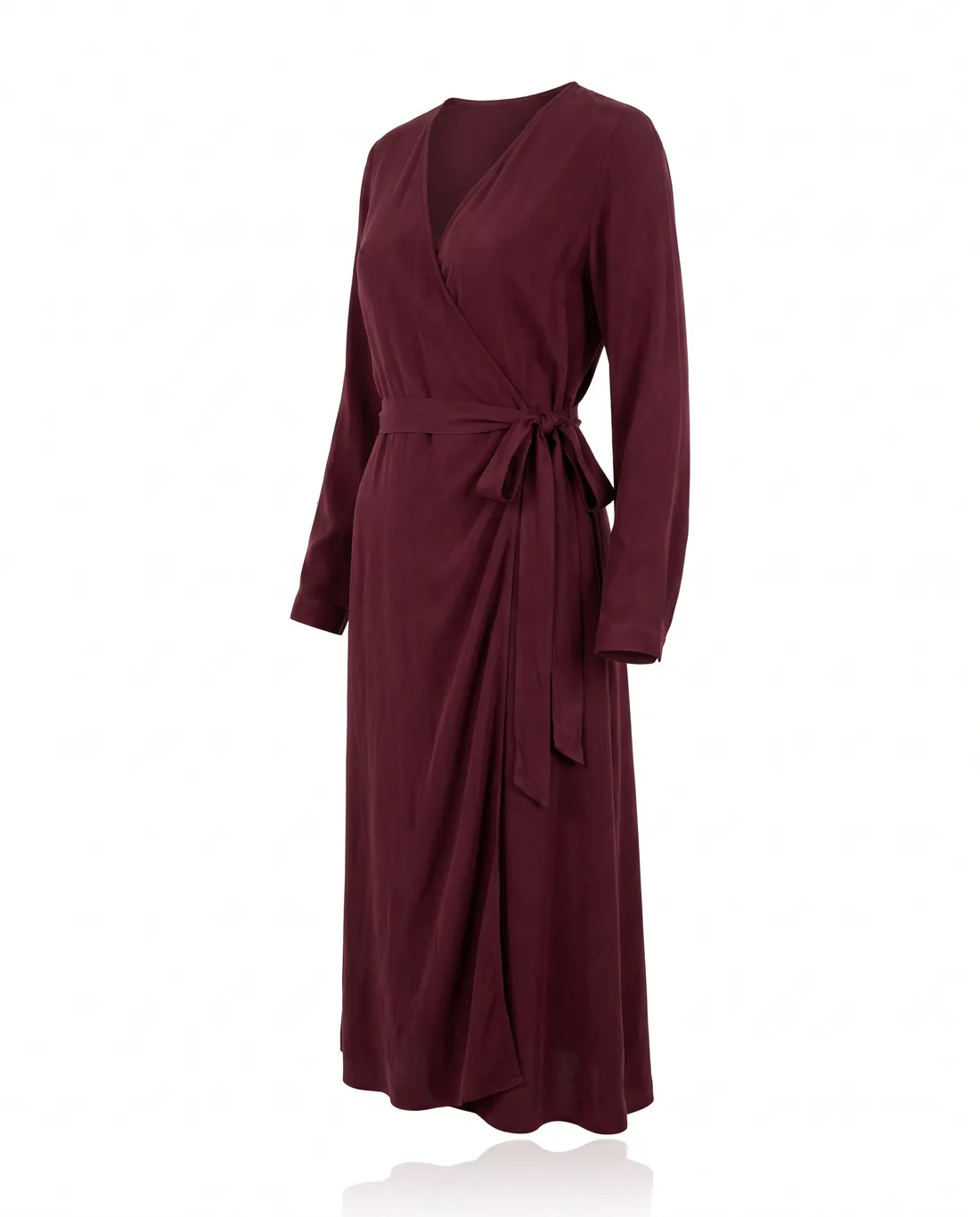 Robe portefeuille soie lavée bordeaux